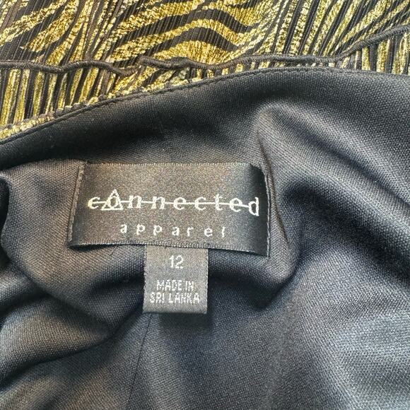 Connected Apparel 90s Layered Slinky Green Black Zebra Print Dress Women 12 - Picture 7 of 7